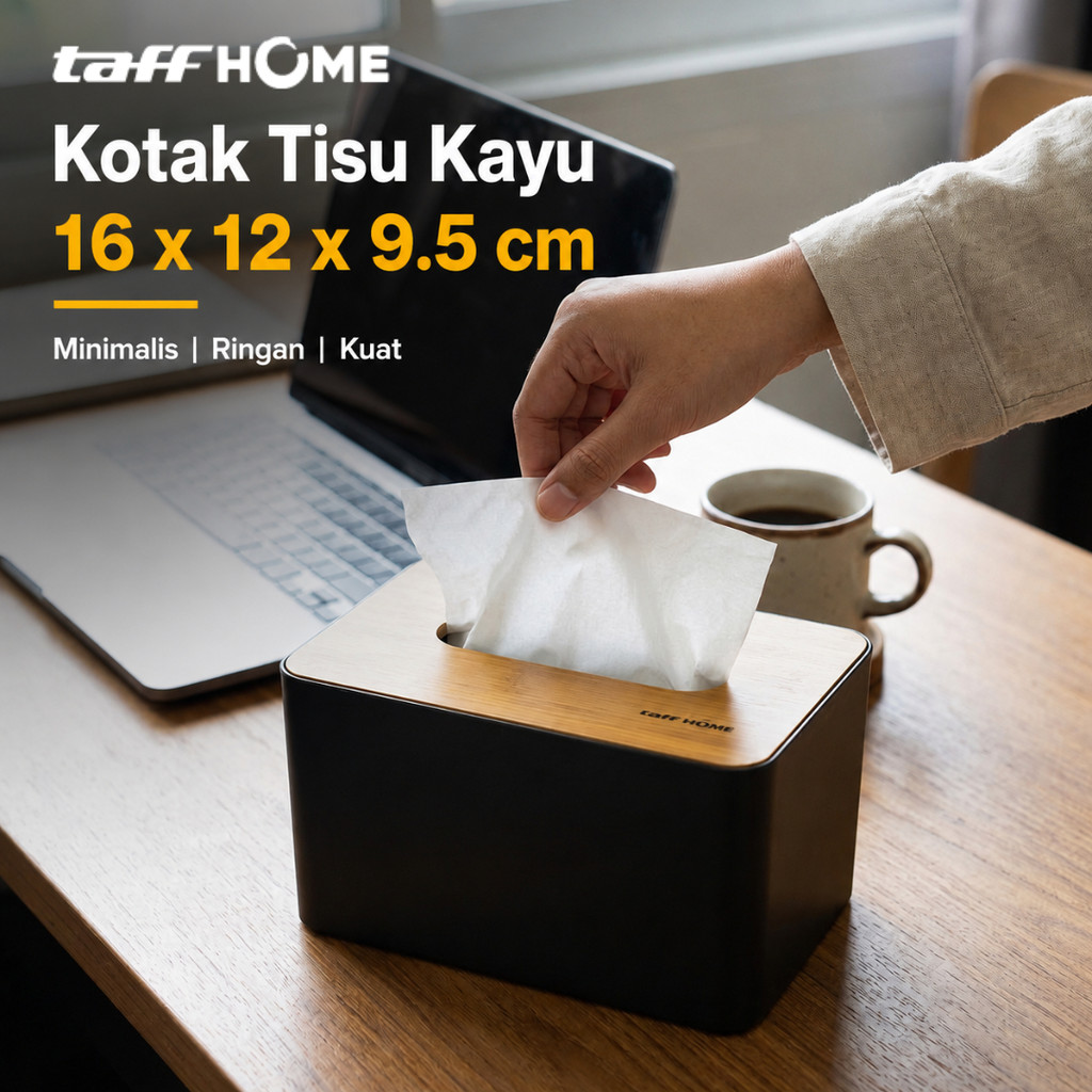 TaffiHOME กล่องทิชชู่ไม้มัลติฟังก์ชั่น 16x12x9.5ซม. - ZJ06
