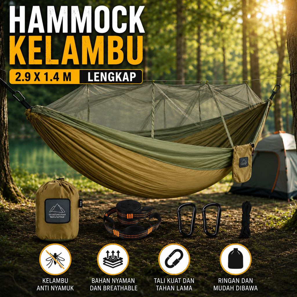 เปลญวน มุ้งกันยุงแบบแขวน Swing Camping Outdoor 2.9x1.4M - J510