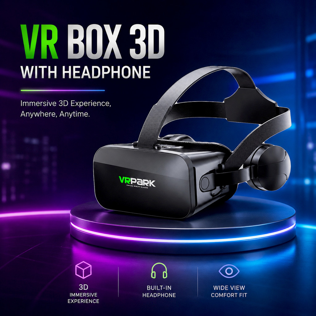 VRPARK VR Box 3D IMAX Screen แว่นตาเสมือนจริงพร้อมหูฟัง - J20