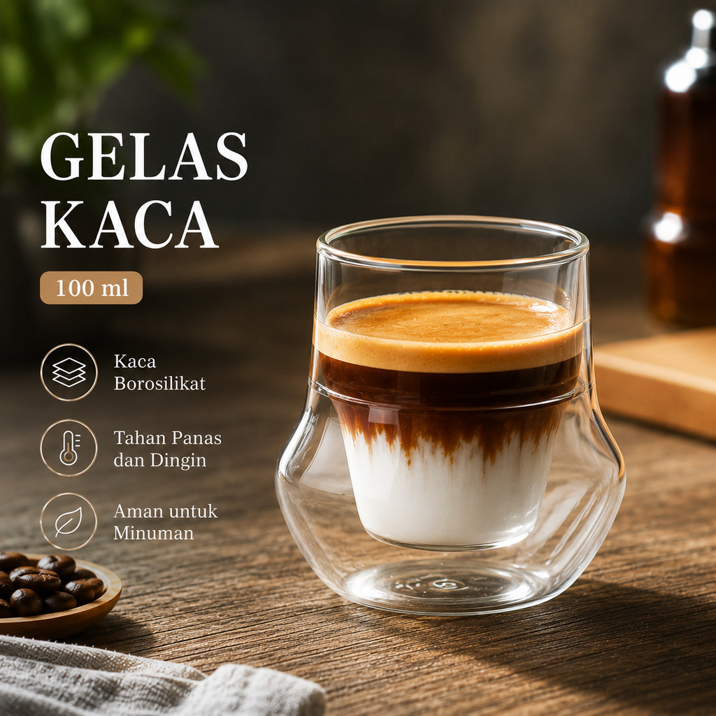 Aesthetic Double Wall Glass แก้วกาแฟ 100ml - SN520