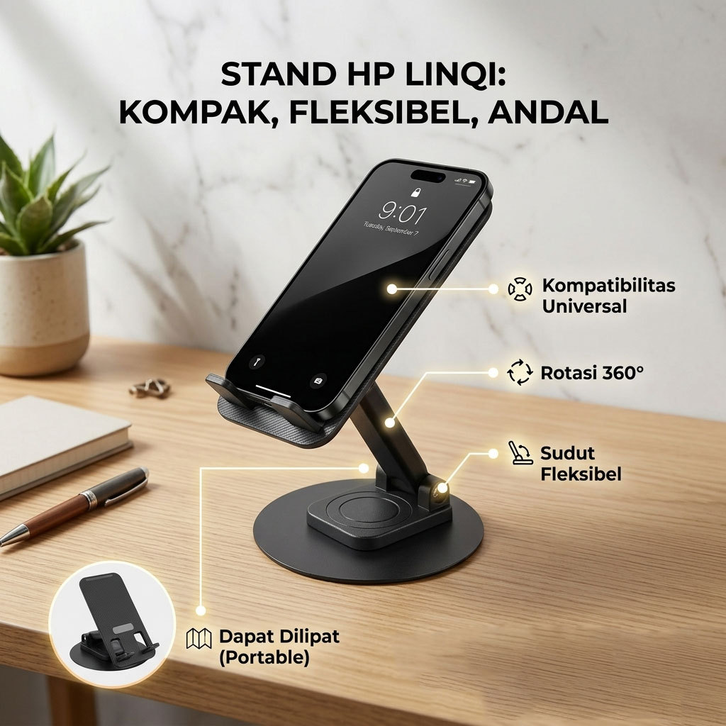 HP ORI LinQi ที่วางโทรศัพท์แบบพกพาหมุนได้ 360 องศาแบบพับได้ - LQ03
