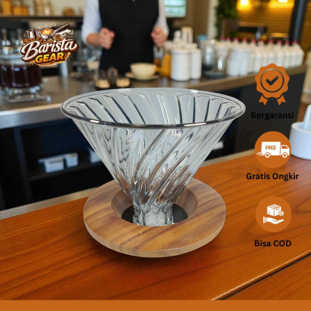 PORBU V60 Coffee Dripper Manual Glass Coffee Brewing Tool 1-4 Cups - VD-25B