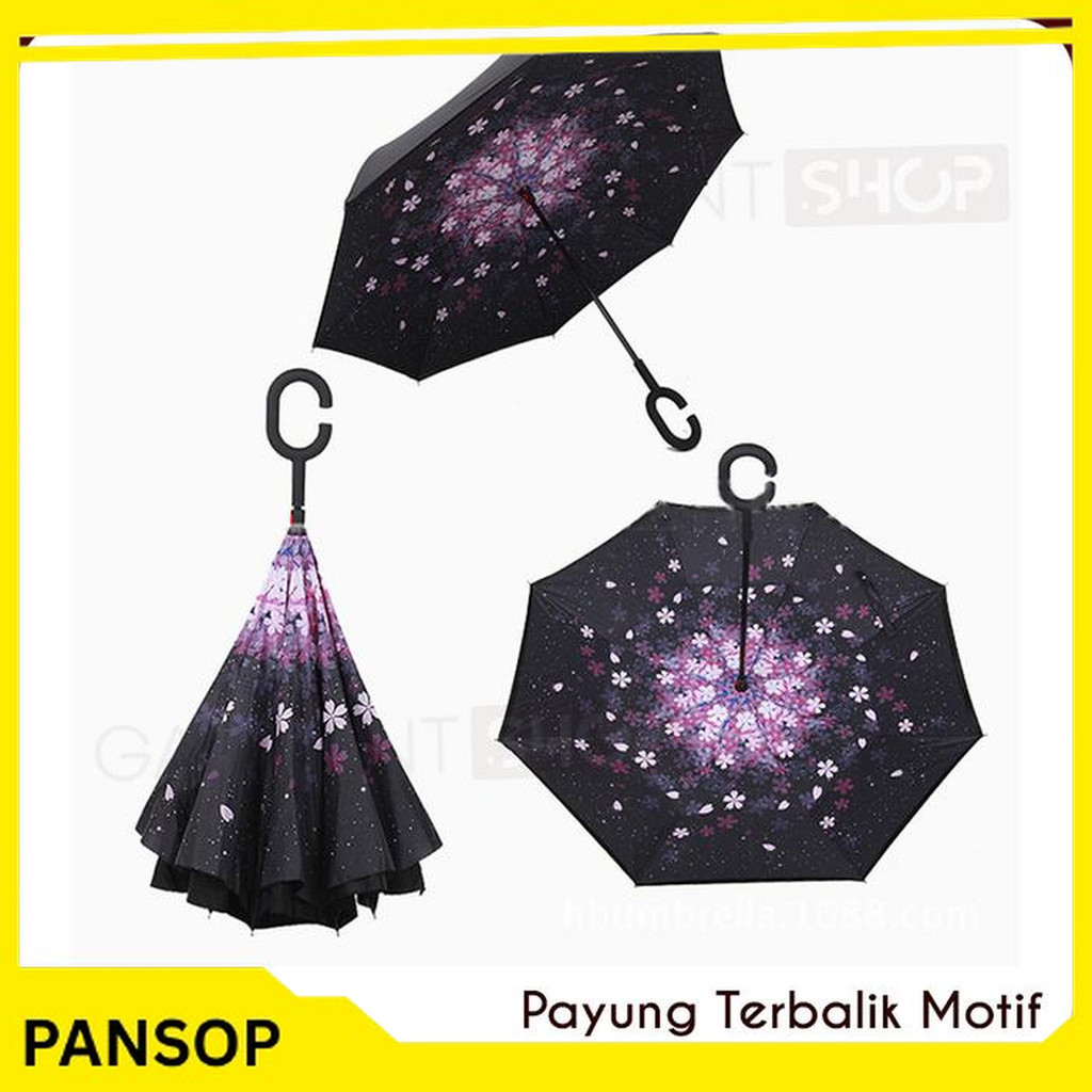 BIG REVERSE UMBRELLA 2 ชั้นของผ้า C-HANDLE REVERSE UMBRELLA KAZBRELLA - สุ่มมาตรฐานจัดส่งฟรี