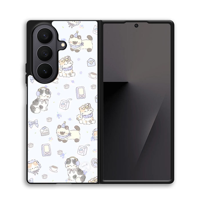 เคส เคส Samsung Galaxy Z Fold 7 6 5 4 3 5G Sweet Ribbon Cat RA0121 Case Cover