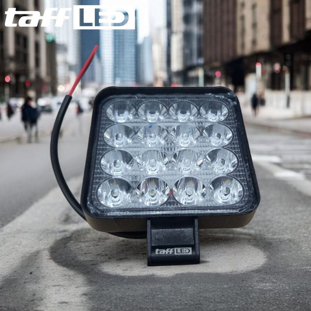 Taffiled สปอตไลท์รถยนต์ Led Floodlight Cool White Ip68 48w D841 สีดํา