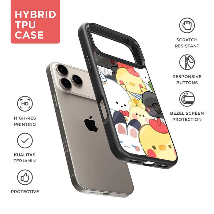 ตัวละครน่ารัก AB4743 ปลอก iPhone 17 16 16e 15 14 13 12 11 XS XR X 8 7 Pro Max Plus Mini SE 2020 Hard