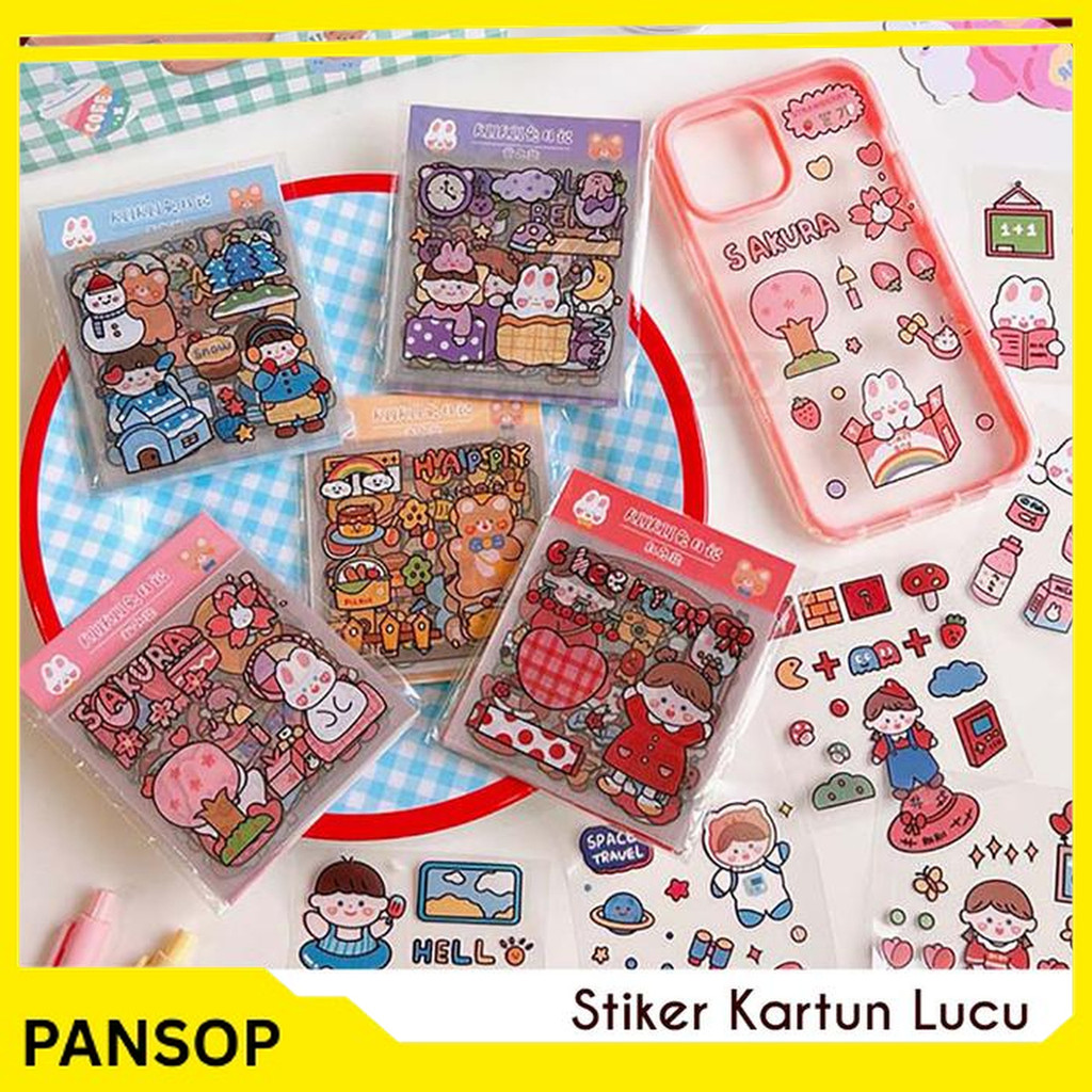 CUTE BEAR RABBIT AESTHETIC STICKERS JOURNAL DECORTATION STICKERS - RNDM MINI 5 ชิ้นจัดส่งฟรี