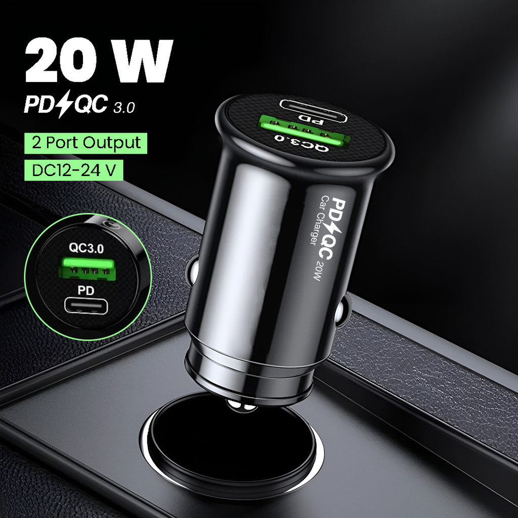 - KUULAA Car Charger Fast Charging PD QC 3.0 Type C พอร์ต USB 20W - A318 -