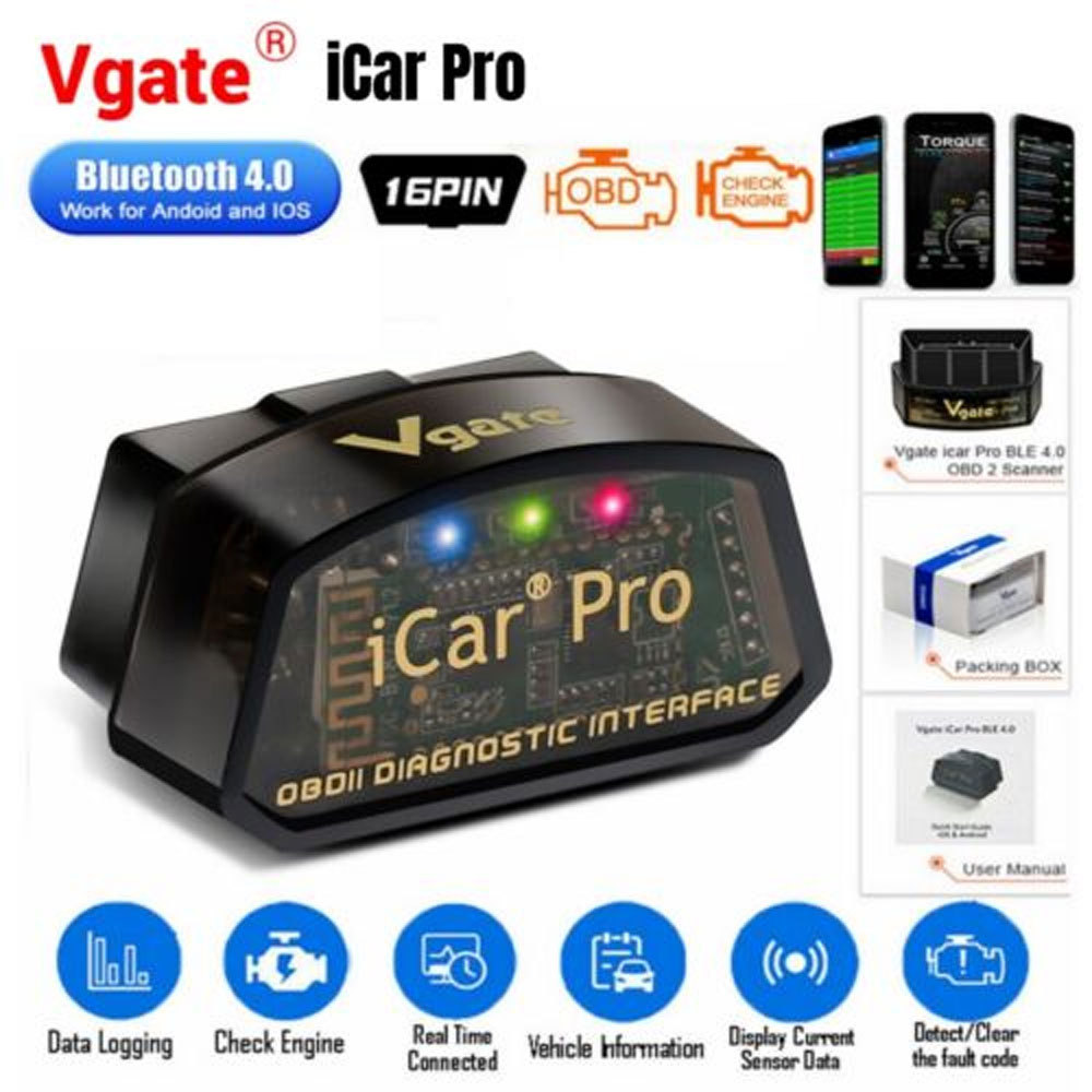 Vgate iCar Pro OBD2 เครื่องสแกนเนอร์รหัส Reader Bluetooth 4.0 เครื่องมือวินิจฉัย - ELM327