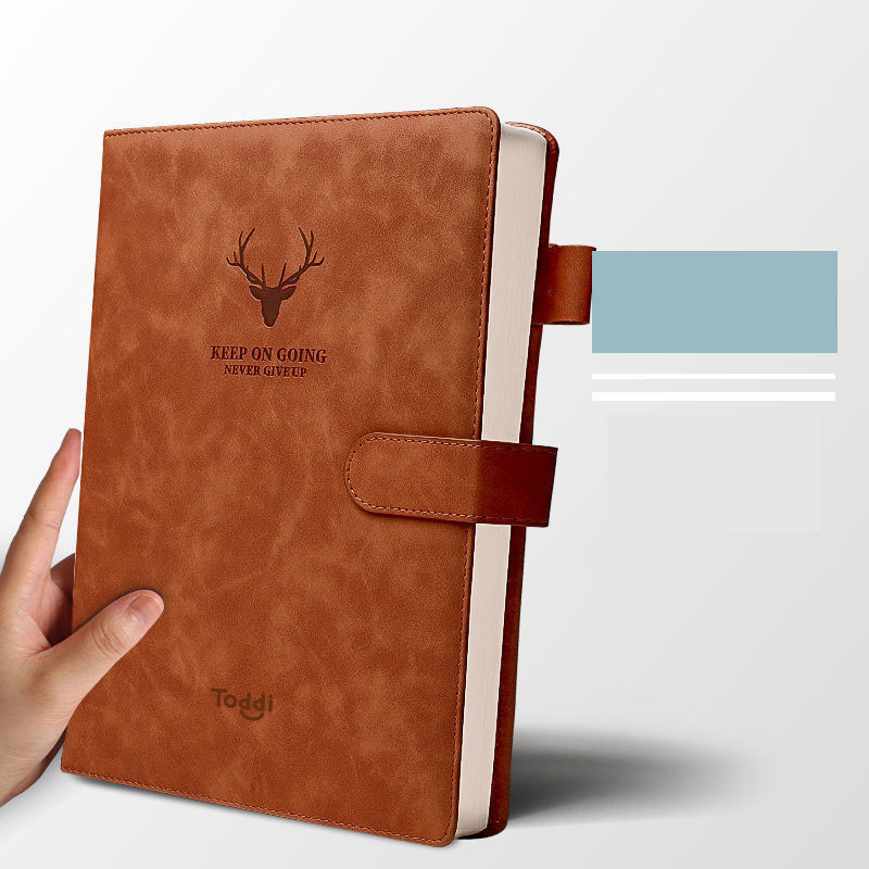 Toddi Notebook Leather Cover Magnetic Buckle Tl4 สีน้ําตาล