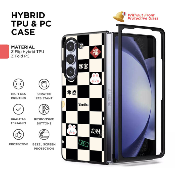 Checkerboard Lucky Rabbit Fun AB4724 Softcase Hardcase Samsung Galaxy Z Fold 7 6 5 4 3 Z Flip 7 6 5 