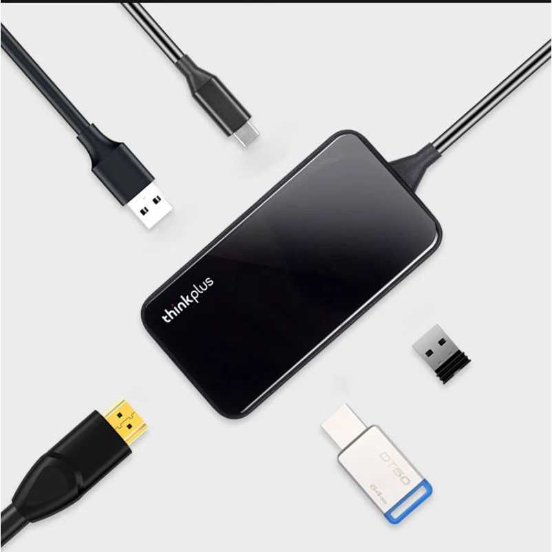Thinkplus อะแดปเตอร์ฮับ USB 5in1 Type C 3.0 HDMI 4K TPH-05 Universal คุณภาพสูง