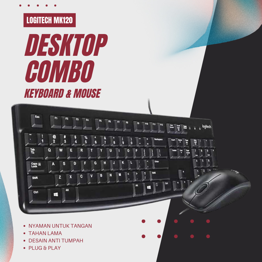 คีย์บอร์ดและเมาส์ Logitech Desktop Combo - MK120