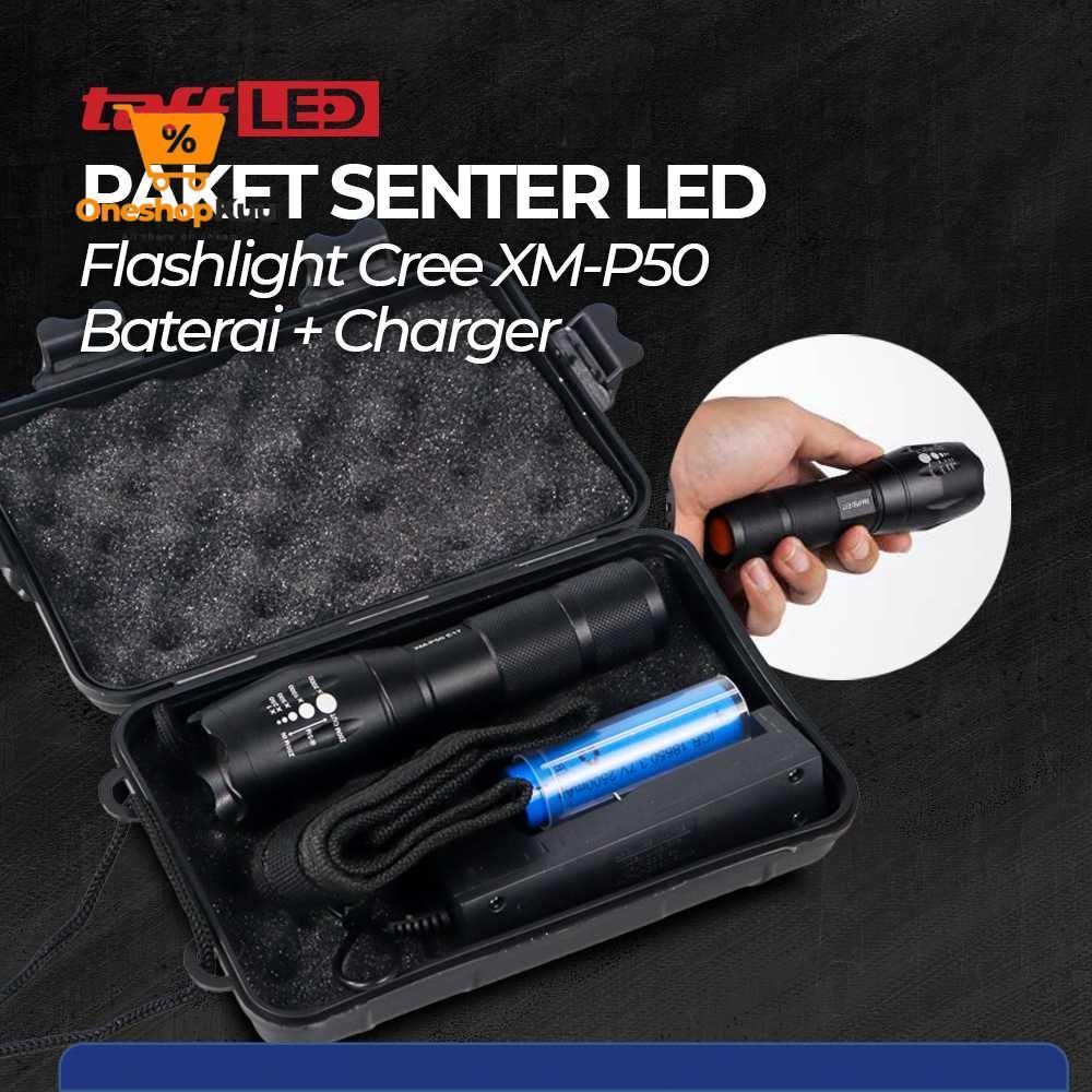 ไฟฉาย LED TaffLED Cree XM-P50 พร้อมแบตเตอรี่และแท่นชาร์จ - E17