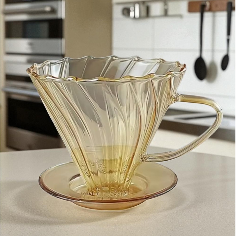 WURJO V60 Coffee Dripper Manual Glass Coffee Brewing Tool 1-2 ถ้วย - WJ2