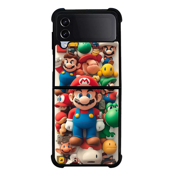 Case Casing Hybrid Samsung Galaxy Z Flip 7 6 5 4 3 Retro Game Character Art