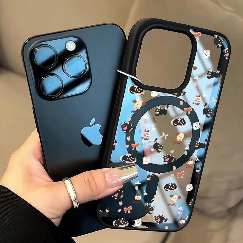 SAMSUNG Anti CrackmagsafeแมวดําปลอกSamsung A27 A37 A57 A07 A17 A06 A56 5G A54 A15 S25 Ultra A26 S24 