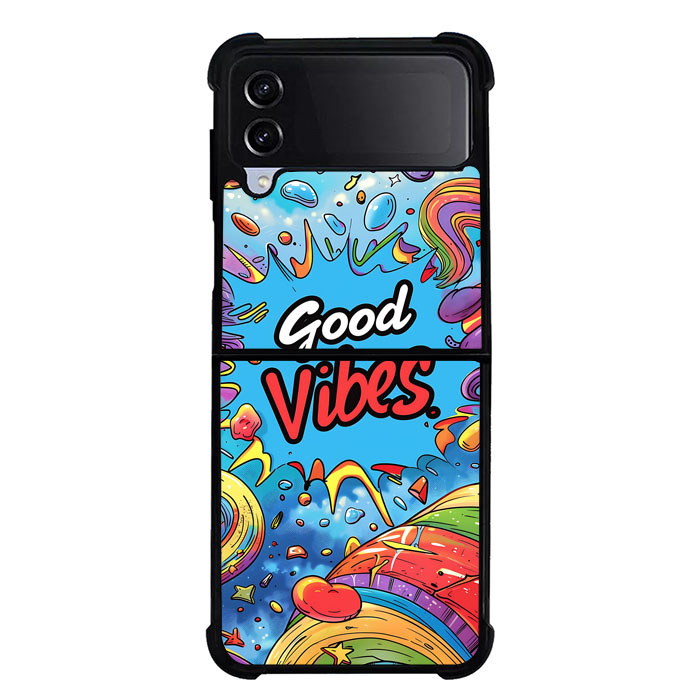 Case Casing Hybrid Samsung Galaxy Z Flip 7 6 5 4 3 Good Vibes Colourful Art