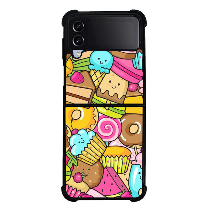Samsung Galaxy Z Flip 7 6 5 4 3 ฝาครอบเคสลายขนมหวานน่ารัก