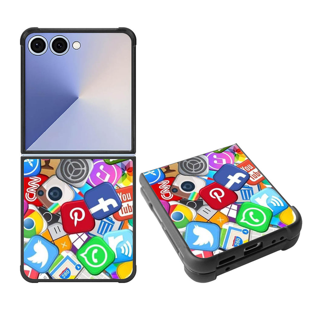 เคส Samsung Galaxy Z Flip 7 6 5 4 3 SE สีสัน App Icon Collage