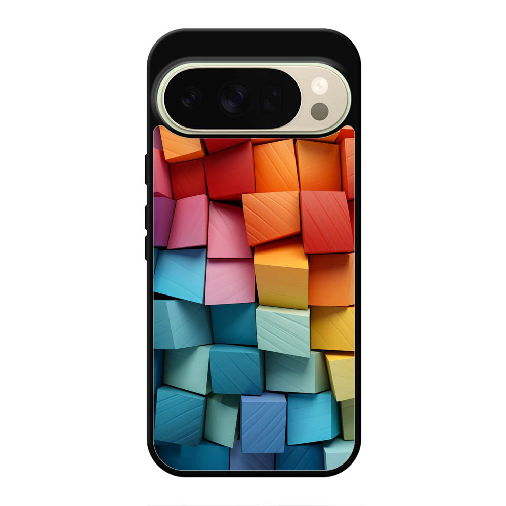 เคส Google Pixel 10 9 9A 8 8A 7 7A 6 6A 5 5A 4 4A 3 3A Pro XL 3D บล็อกสีการออกแบบ