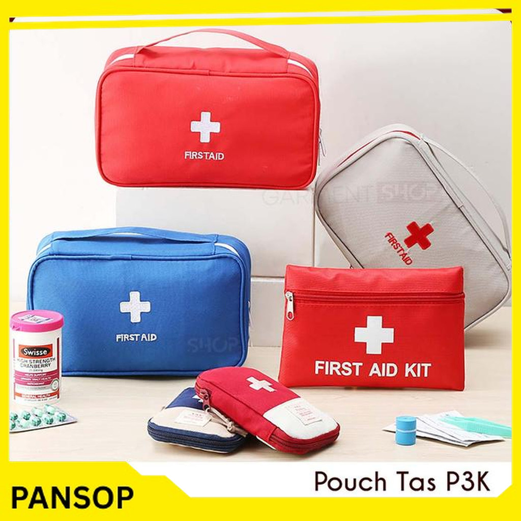MERAH P3K POUCH WALLET FIRSTAID KIT RED MEDICINE BOX MULTIPURPOSE ORGANIZER - SMALL POUCH ส่งฟรี