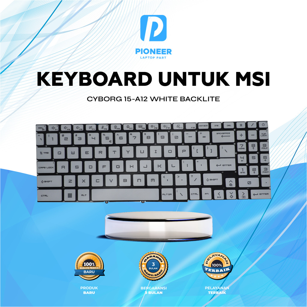 คีย์บอร์ดสําหรับ MSI Cyborg 15-A12 สีขาว Backlite