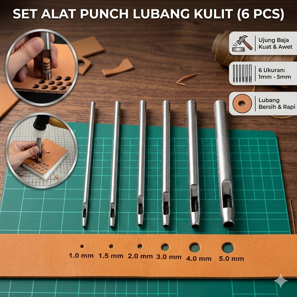 ชุดเจาะรูหนัง Steel Hollow Round 6 PCS - H881