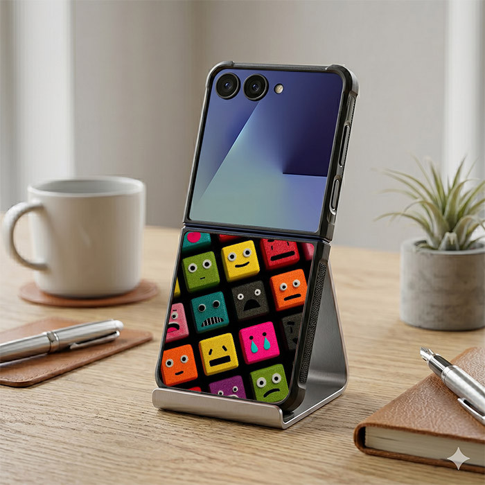 เคส เคส Samsung Z Flip 7 6 5 4 3 Emoji Cube Art