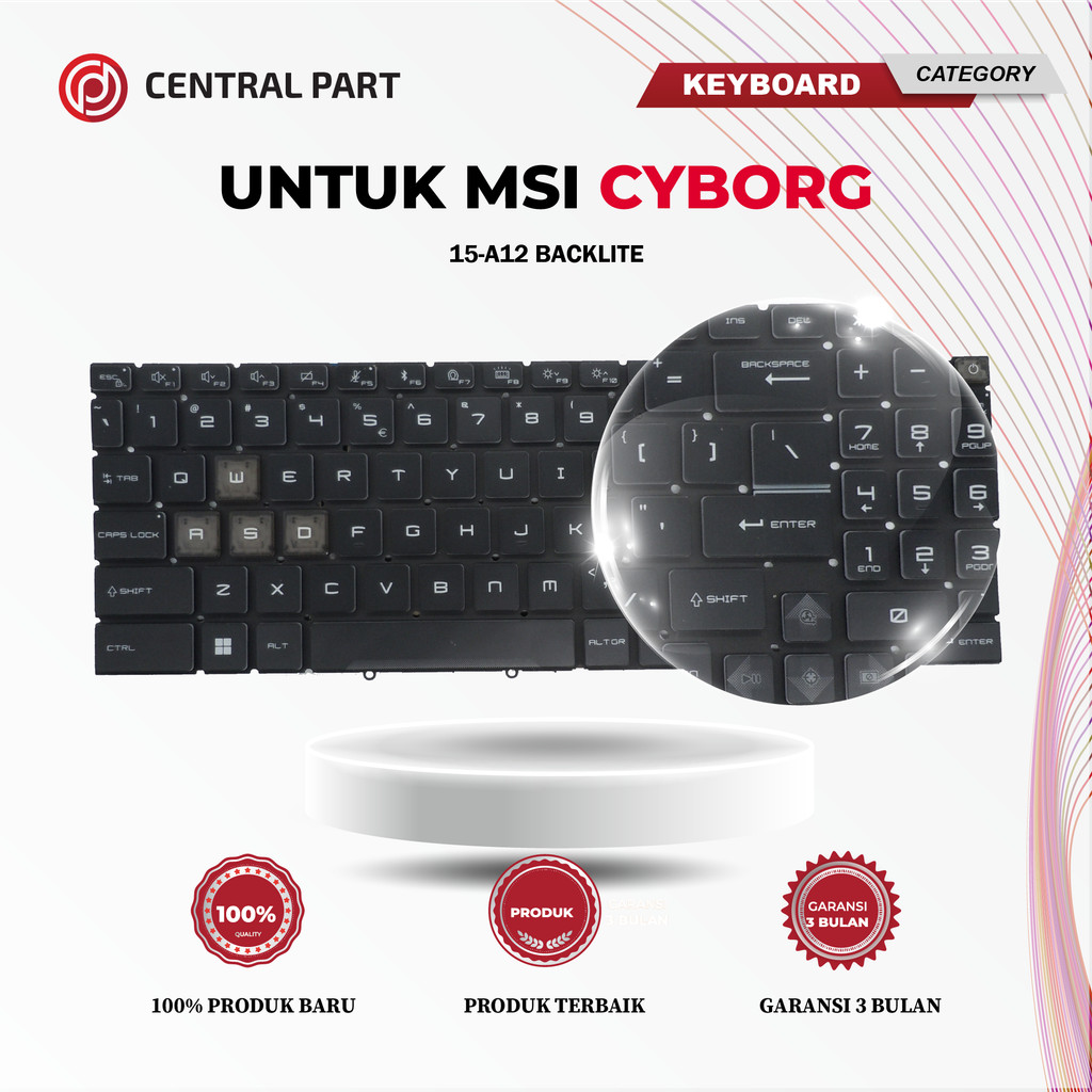 คีย์บอร์ดสําหรับ MSI Cyborg 15-A12 Backlite