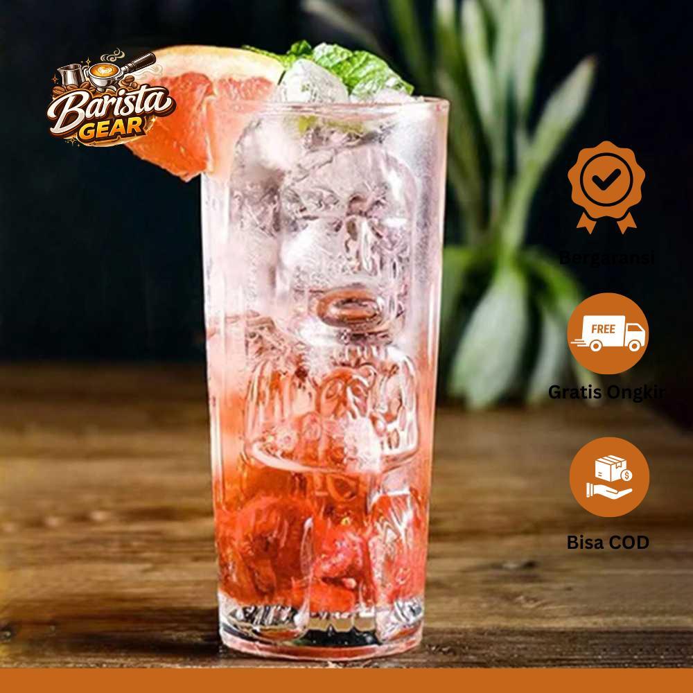 One Two Cups Aesthetic Glass Coffee Tea Hawaiian Tiki Glass 400ml - EY-40