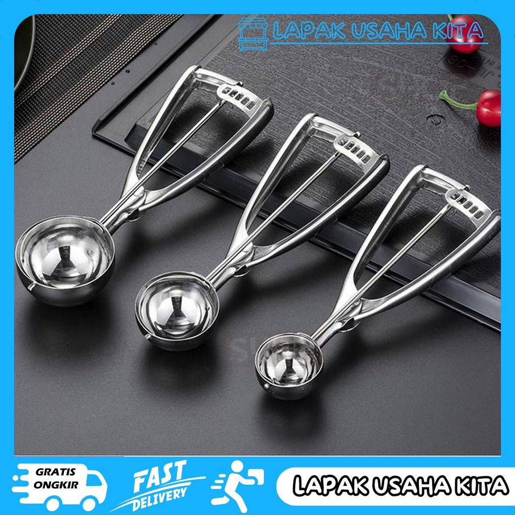 STAINLESS STEEL ICE CREAM SCOOP LARGE ROUND ICE CREAM SCOOP TOOL 4 ปลอดภัย PRIVACY