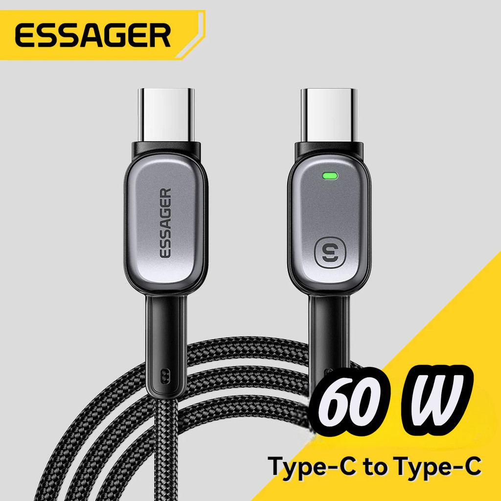 ESSAGER สายชาร์จ USB Type C เป็น USB Type C 480Mbps 60W 1M - EXCTT2-CZ0G-P