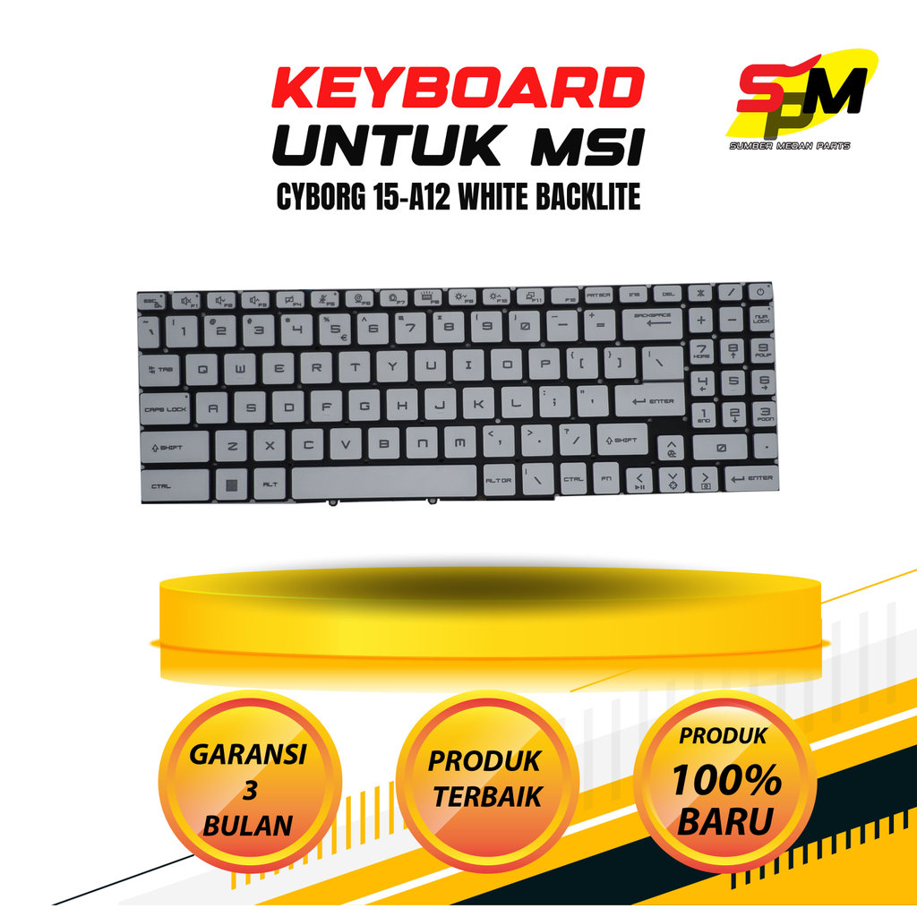 คีย์บอร์ดสําหรับ MSI Cyborg 15-A12 สีขาว Backlite