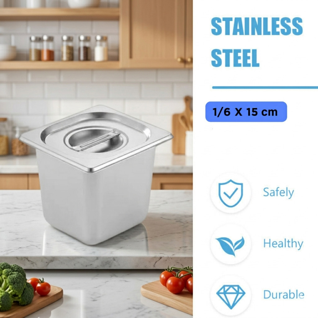 One Two Cups Food Container Stainless Steel Buffet Food Container - GN-201