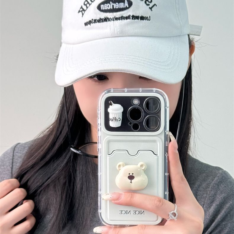 Coffee Soft Card Holder Bear Casing Hp Redmi Note 14 Pro Plus 5G 13X 14C A5 15C 13C Note15 Pro Plus 