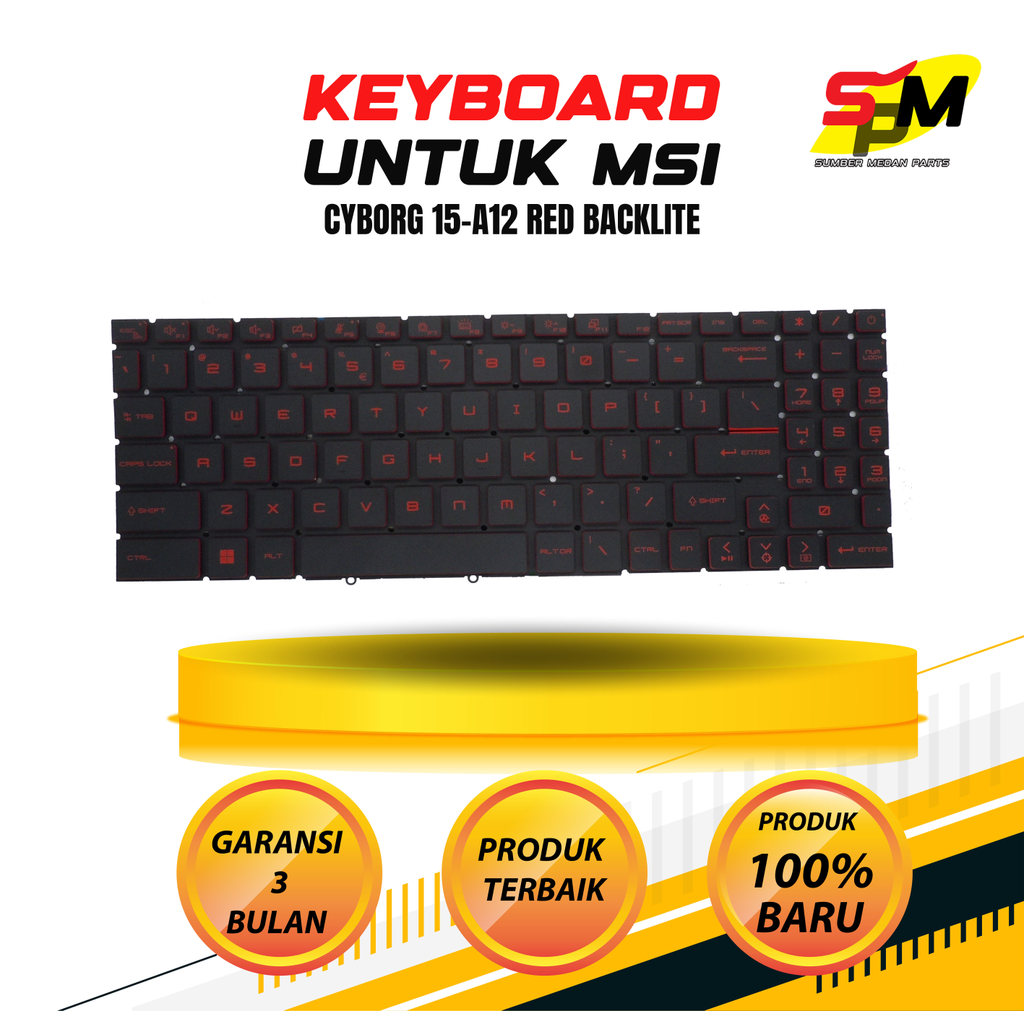 คีย์บอร์ดสําหรับ MSI Cyborg 15-A12 Red Backite