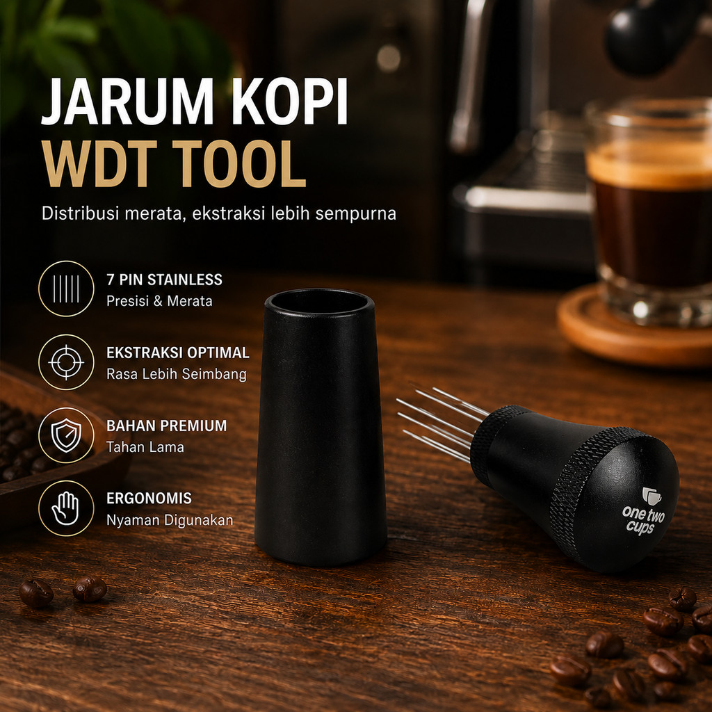ORI One Two Cups Espresso Coffee Needle WDT Distribution Tool 7 Pin - MD-600