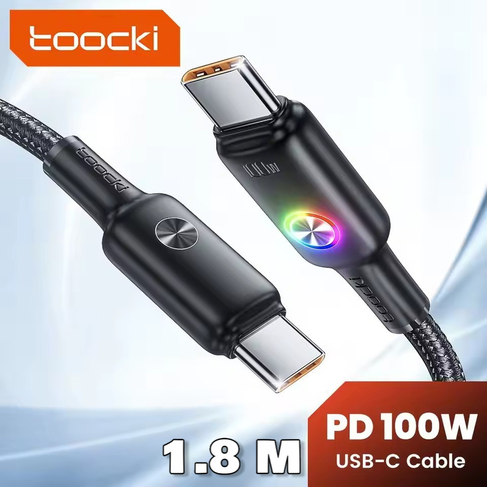 Toocki USB Type C ถึง Type C ชาร์จเร็ว RGB PD 5A 100W 1.8M สายเคเบิลข้อมูล - TQ-X45