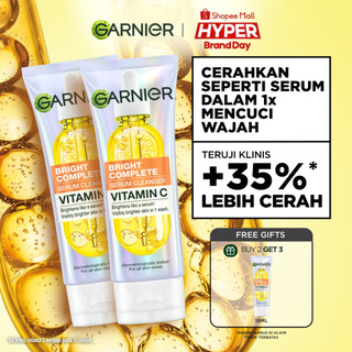 GARNIER Facial Wash ISI 2 ALL VARIANT 100ML Vitamin C Ceramide Anti Jerawat Skincare Pembersih Wajah sabun cuci muka sabun muka glowing dan memutihkan Bright Complete Sakura Glow Face Wash