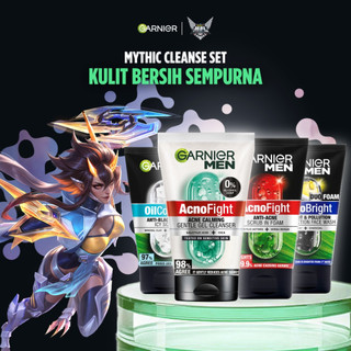 GARNIER Men Facial Wash 100ml ALL VARIANT ISI 2 sabun cuci muka pria - face wash Skincare pembersih wajah acno fight turbo bright wasabi charcoal oil control lawan jerawat kulit kusam face wash
