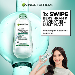 GARNIER Micellar Water Peeling Exfoliating 1% AHA + PHA - 400ml Skincare Pembersih Wajah & Make up untuk mengangkat sel kulit mati
