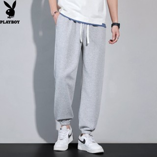 Playboy mens sports pants mens solid color leggings casual loose pants mens style