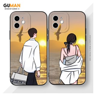 GUMAN เคสคู่ เคสไอโฟน คู่รัก กันกระแทกซิลิโคนนุ่มการ์ตูนน่ารักตลก เคสโทรศัพท์ สีดำ Compatible for iPhone 14 13 12 11 Pro Max SE 2020 X XR XS 8 7 6 6S Plus พลัส XYM1561