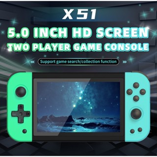 มาใหม่ Powkiddy X51 จอยสติ๊กเล่นเกม หน้าจอ 5.0 นิ้ว HD เอาท์พุท หลายผู้เล่น สําหรับ super Nintendo PS1 GBA CPS MAME ของขวัญวันเกิดเด็ก 2023