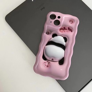 เคสโทรศัพท์มือถือ tpu แบบนิ่ม ลายแพนด้า 3D สีชมพู สําหรับ iPhone 11 14 14promax 14pro 12 12PRO 12PROMAX 13 13pro 13promax