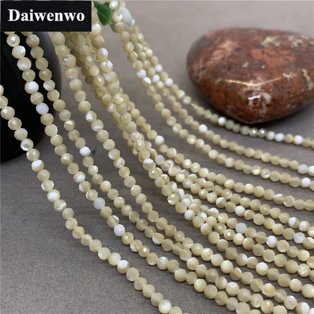 ลูกปัดไข่มุก เปลือกหอย สีเหลืองธรรมชาติ ทรงกลม ทรงหลวม ขนาด 6 มม. 12 มม. DIY