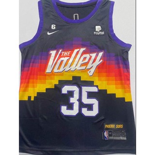 เสื้อกีฬาบาสเก็ตบอล ปักลาย Phoenix suns 35 Kevin Durant the valley 2023 mark 6 สีดํา สําหรับผู้ชาย