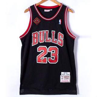 เสื้อกีฬาบาสเก็ตบอล ปักลาย Chicago Bulls 23 Michael MN ครบรอบ 20 ปี สีดํา สําหรับผู้ชาย