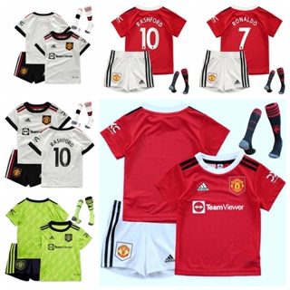 เสื้อกีฬาแขนสั้น ลายทีมชาติฟุตบอล Manchester United 2022-23 ชุดเหย้า สําหรับเด็ก